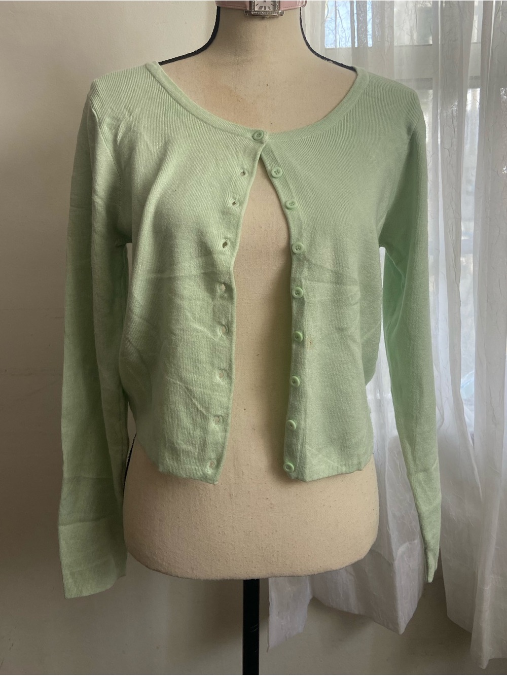 Soho Apparel Mint Green Button-Front Knit Cardigan